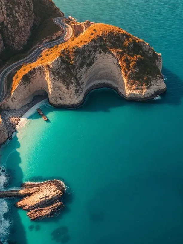 Aerial view of dramatic coastal landscape